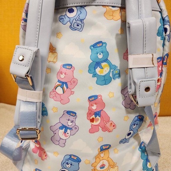 Cakeworthy Care Bears Airline Travel Causal Silky Polyester Blue Backpack NEW main image 9
